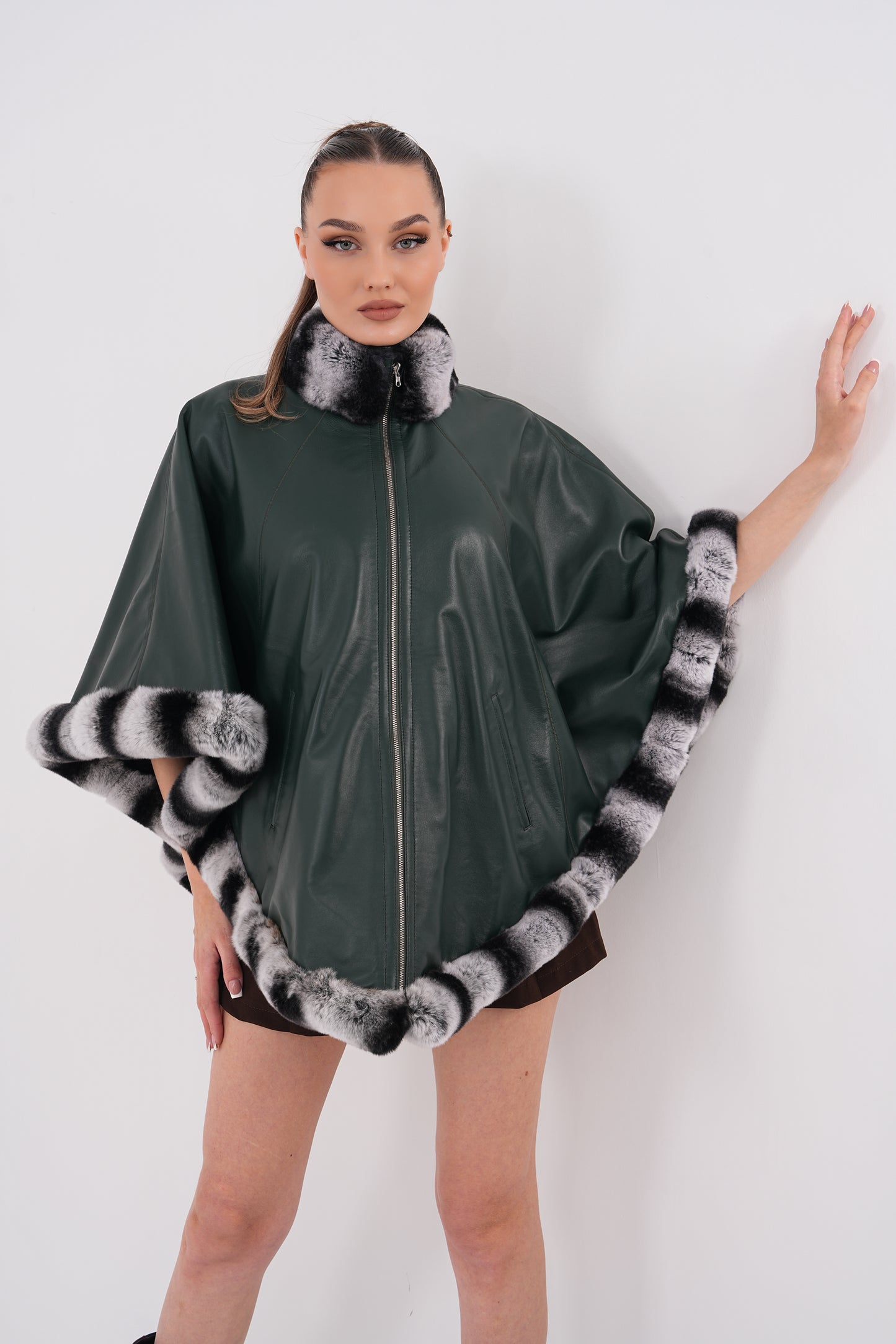 The Glacier Forest Green Reversible Leather Women Jacket
