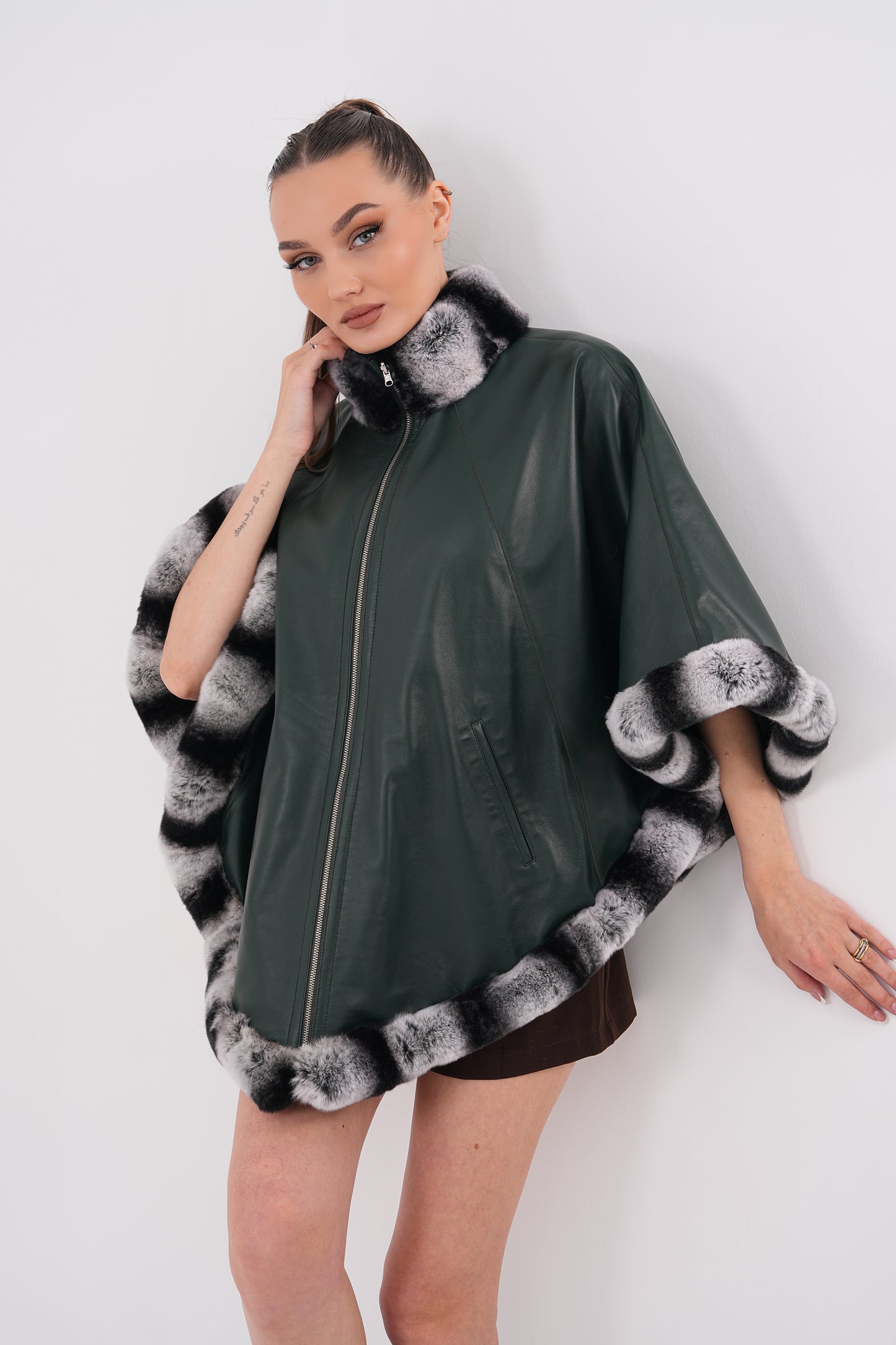 The Glacier Forest Green Reversible Leather Women Jacket