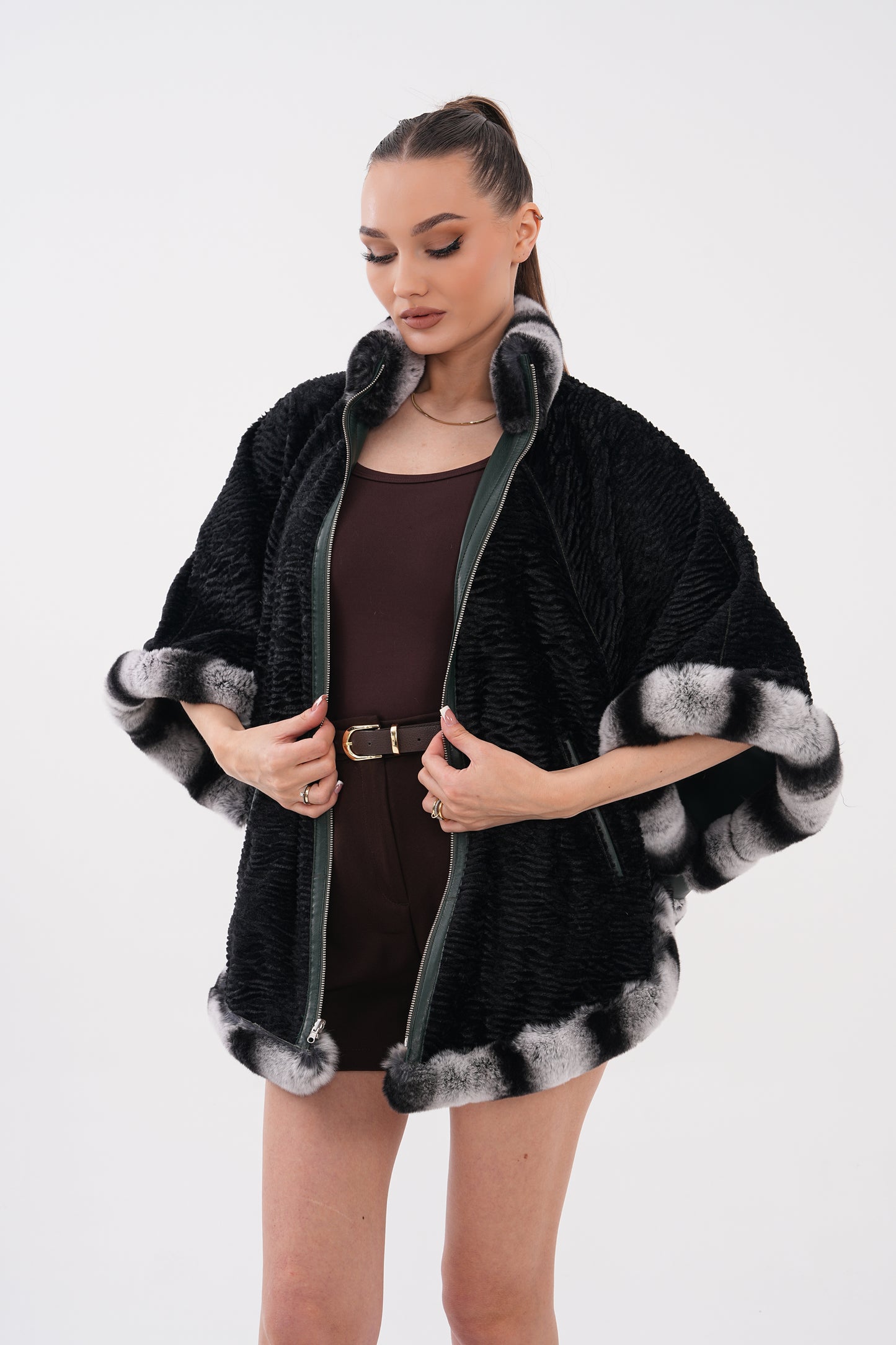 The Glacier Forest Green Reversible Leather Women Jacket