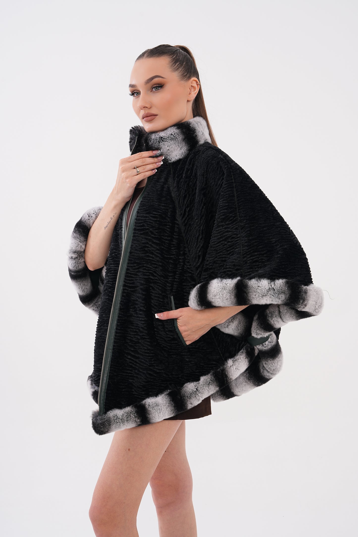 The Glacier Forest Green Reversible Leather Women Jacket
