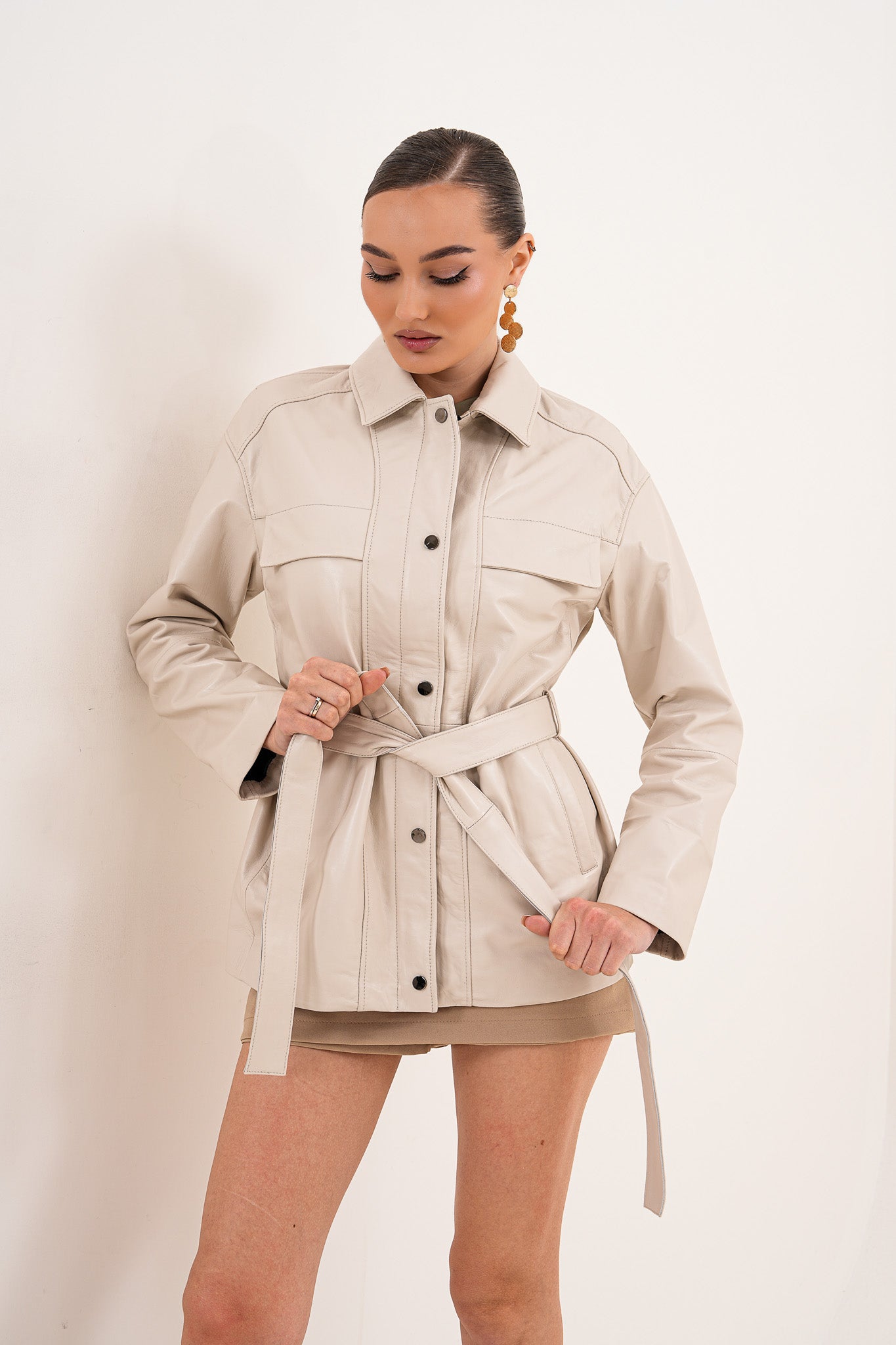 La chaqueta de cuero para mujer Eira Cream