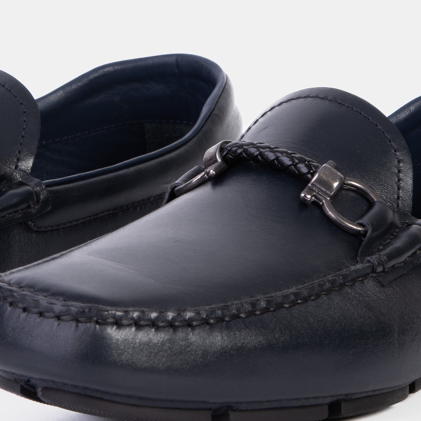 Pavia Navy Blue Leather Bit Drive Loafer Men Shoe - 3