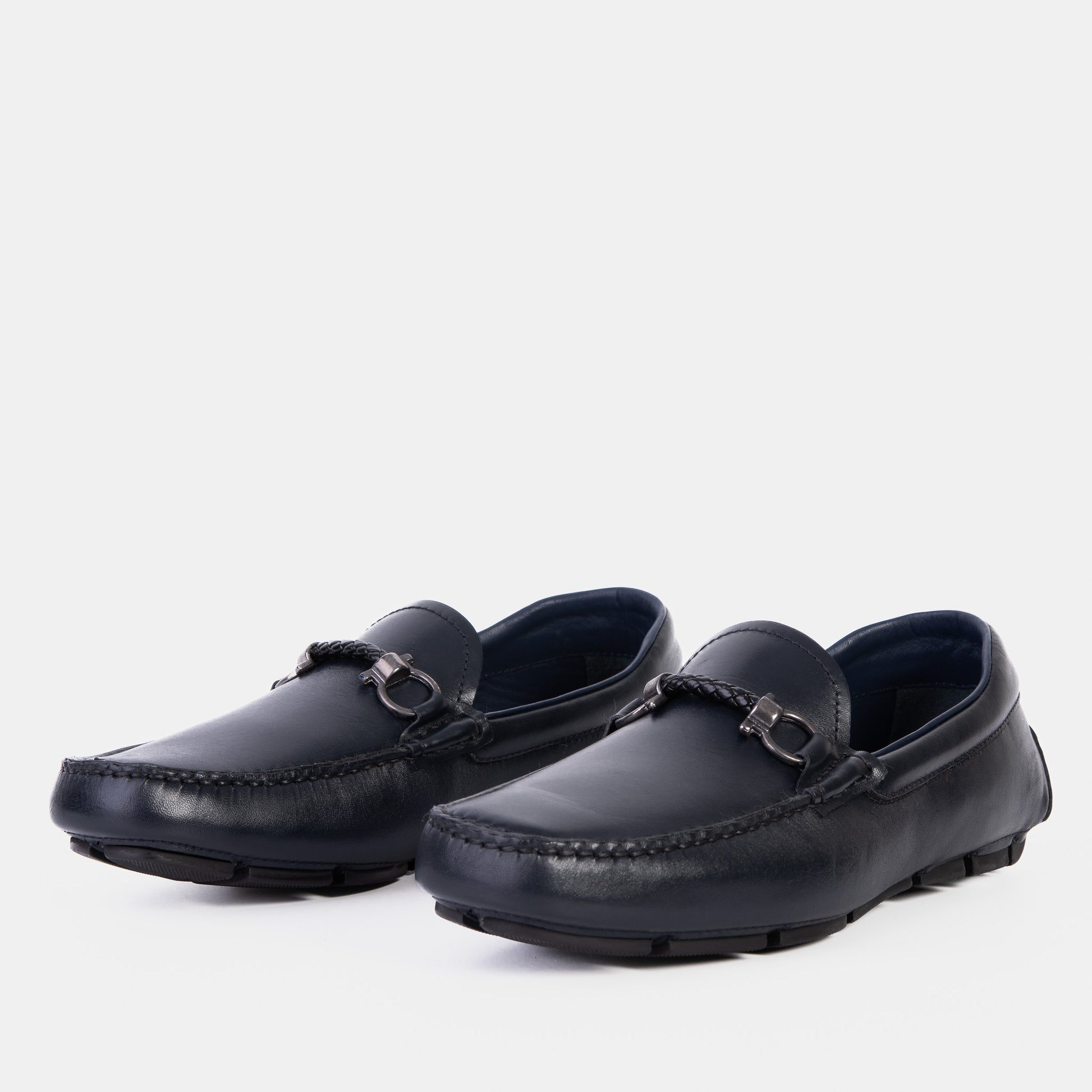 Pavia Navy Blue Leather Bit Drive Loafer Men Shoe - 2
