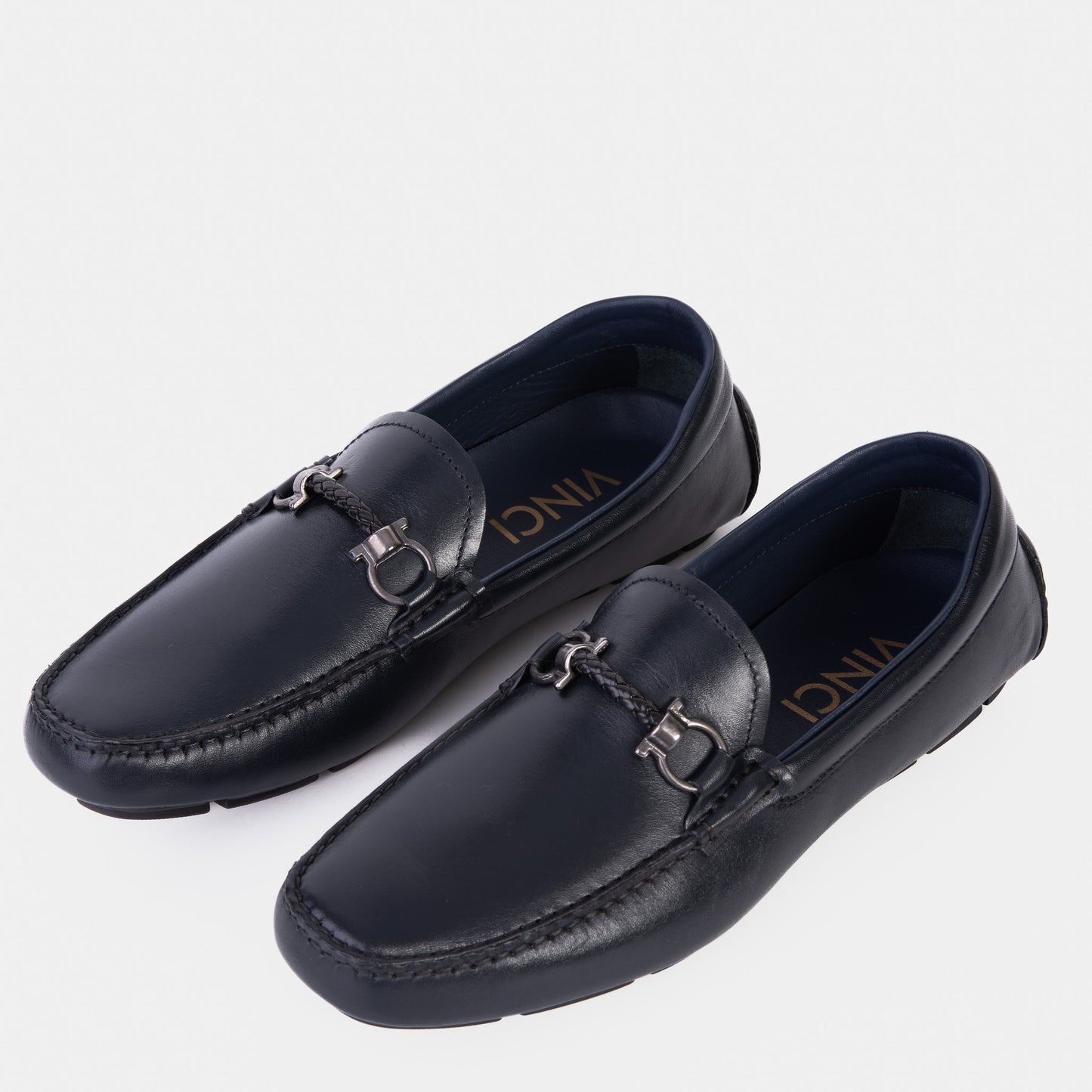 Pavia Navy Blue Leather Bit Drive Loafer Men Shoe - 6