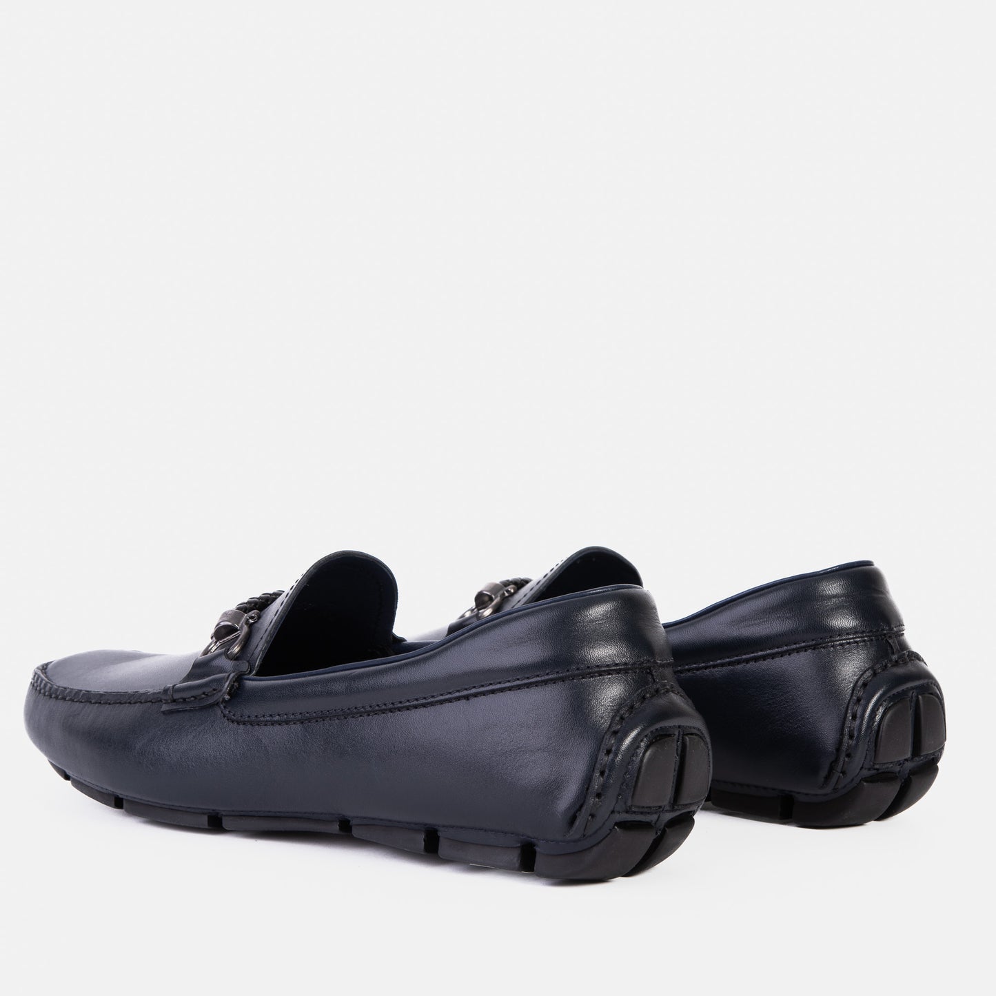 Pavia Navy Blue Leather Bit Drive Loafer Men Shoe - 5