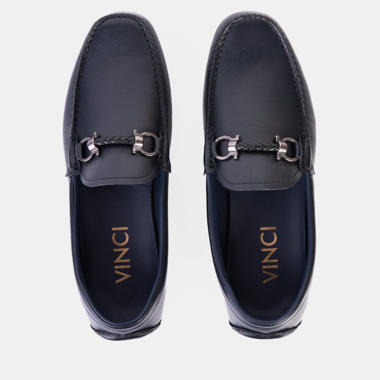 Pavia Navy Blue Leather Bit Drive Loafer Men Shoe - 8