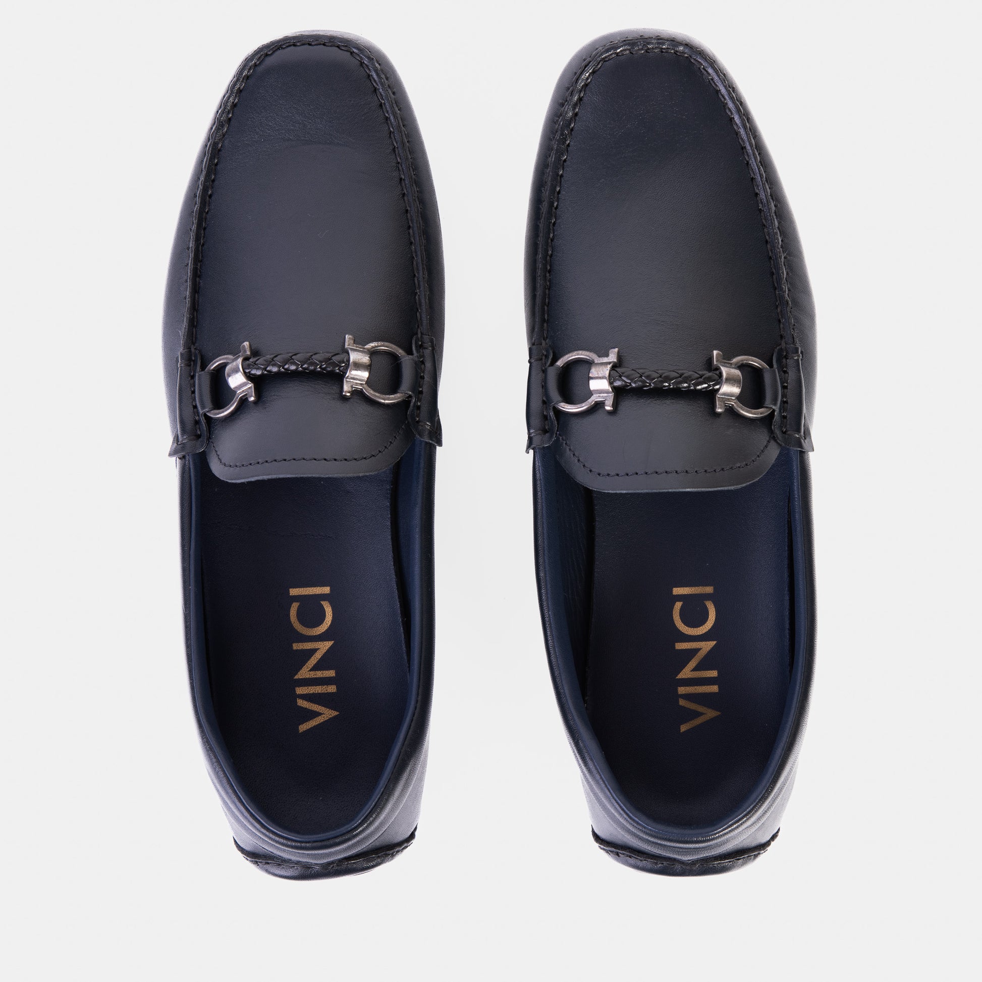 Pavia Navy Blue Leather Bit Drive Loafer Men Shoe - 8