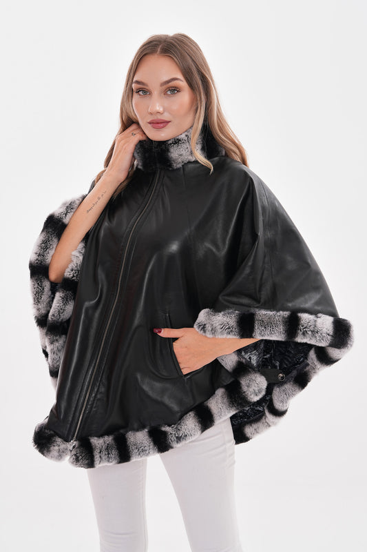 The Glacier Black Reversible Leather Women Jacket