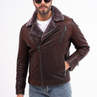 The Cortina Brown Shearling Leather Men Jacket
