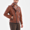 The Volt Textured Tan Leather Men Jacket