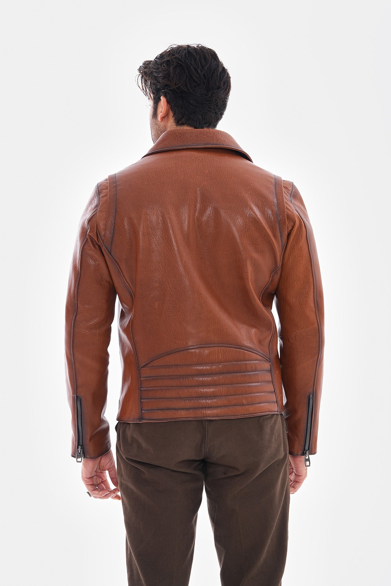 The Volt Chaqueta de Cuero Texturizado en Tan para Hombre