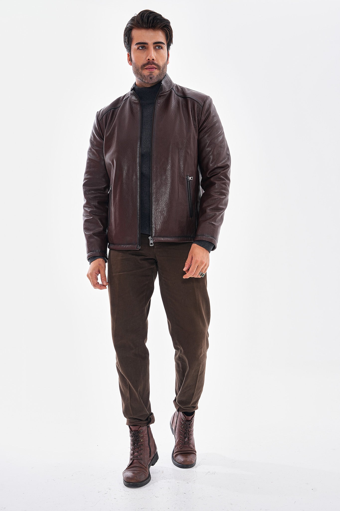 The Varden Chaqueta de Cuero Marrón Chocolate para Hombre