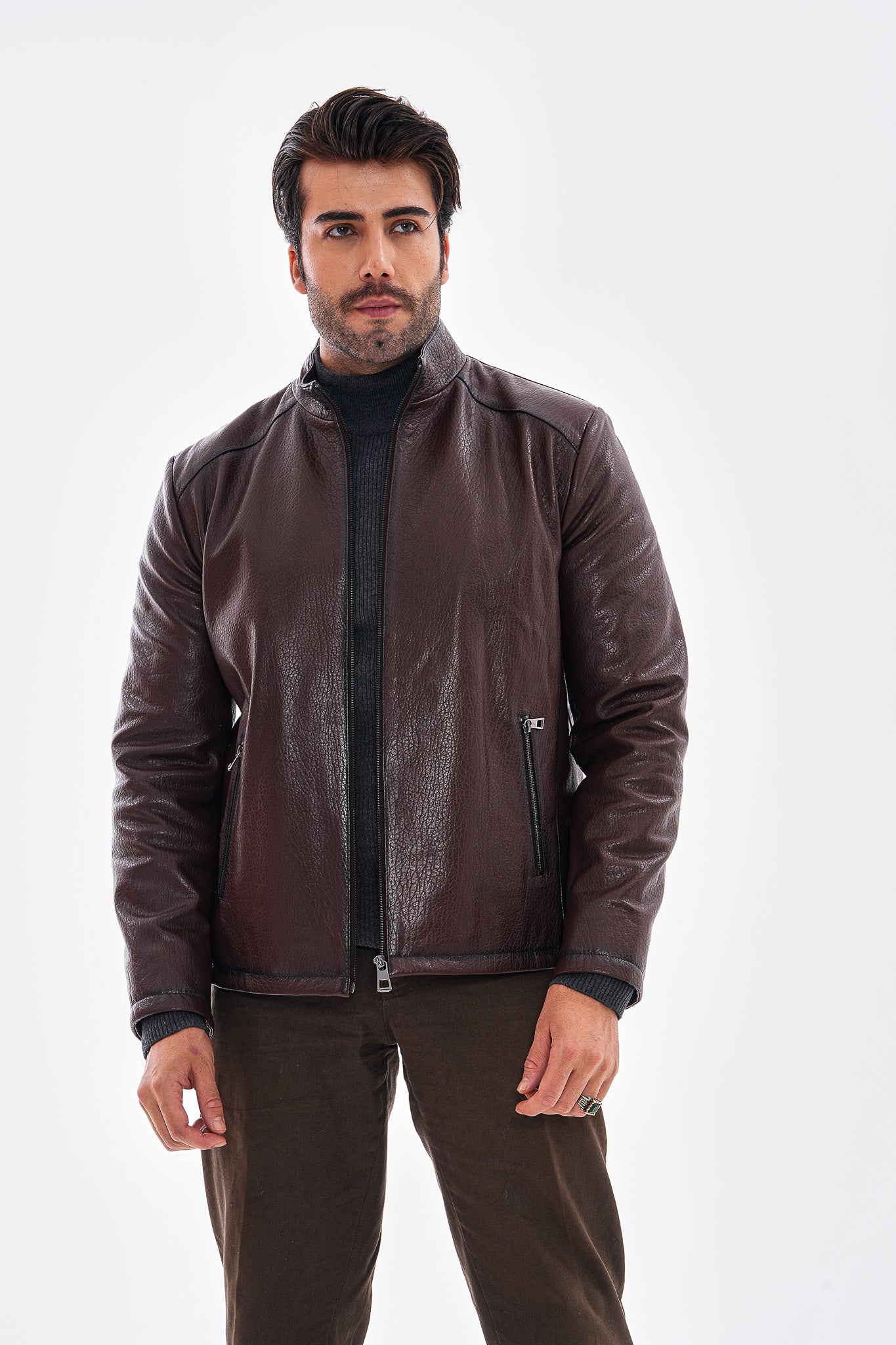 The Varden Chaqueta de Cuero Marrón Chocolate para Hombre