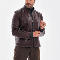 The Varden Chaqueta de Cuero Marrón Chocolate para Hombre