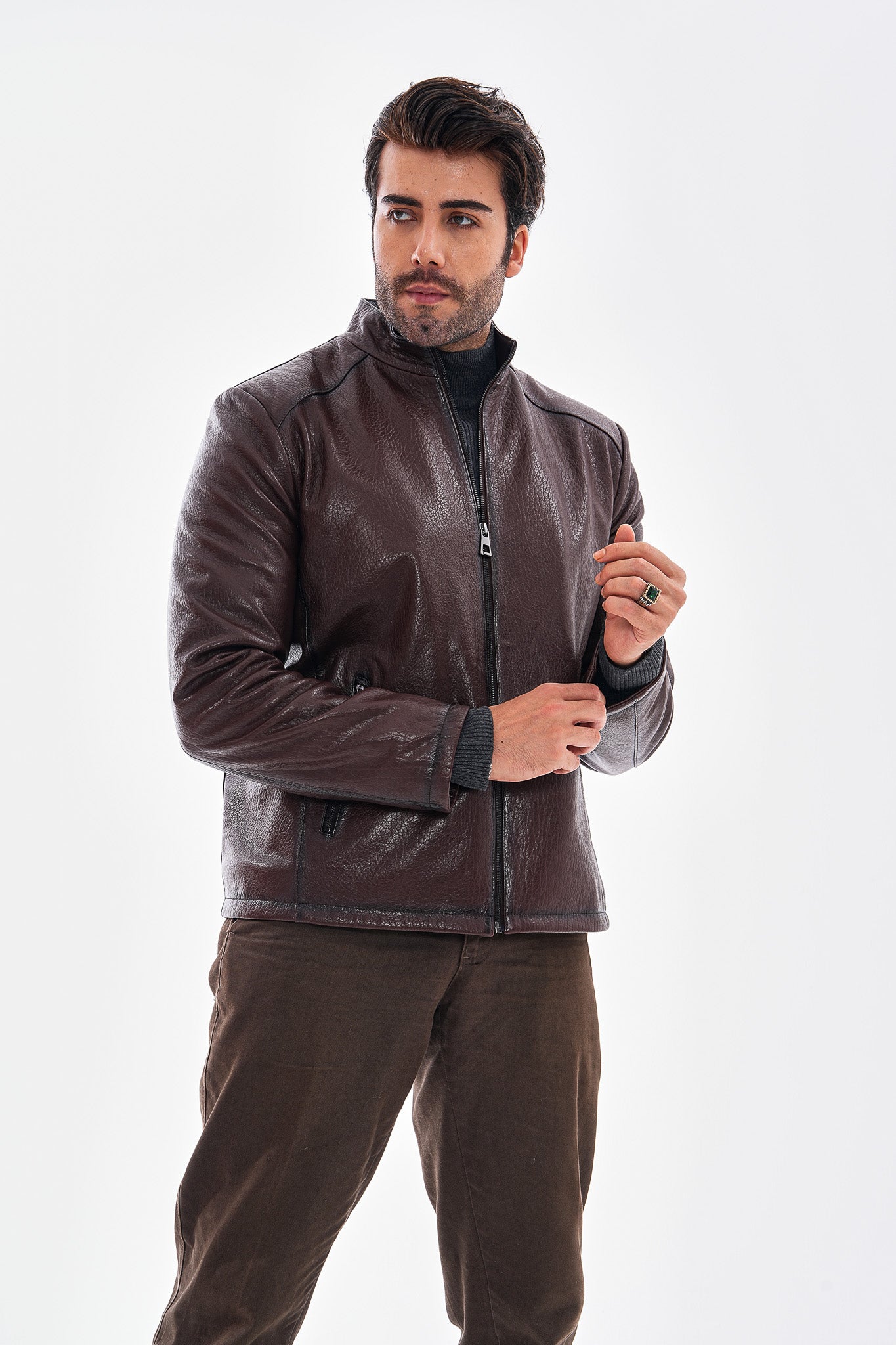 The Varden Chaqueta de Cuero Marrón Chocolate para Hombre