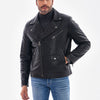 La Chaqueta para Hombre de Cuero Negro Texturizado Volt