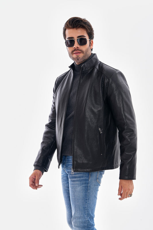 The Varden Floater Black Leather Men Jacket