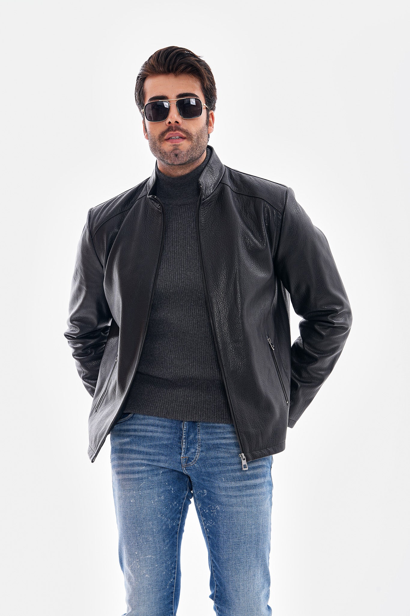 The Varden Floater Black Leather Men Jacket