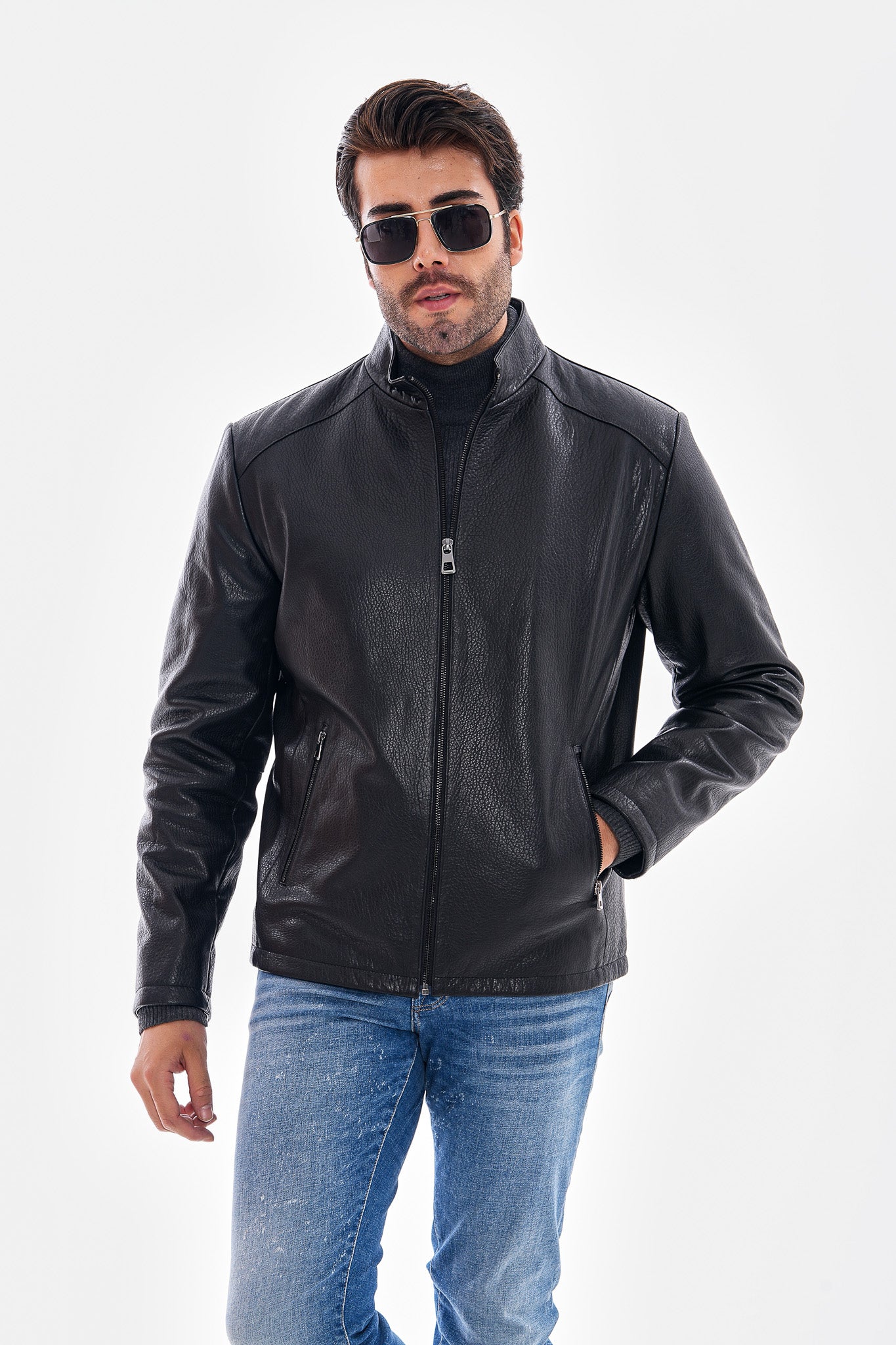 The Varden Floater Black Leather Men Jacket