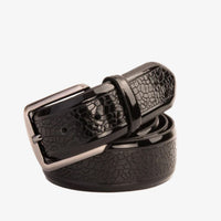 Cinturón de piel de charol negro de Modica