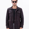 The Cremona Chaqueta para Hombre de Cuero de Gamuza Marrón Profundo