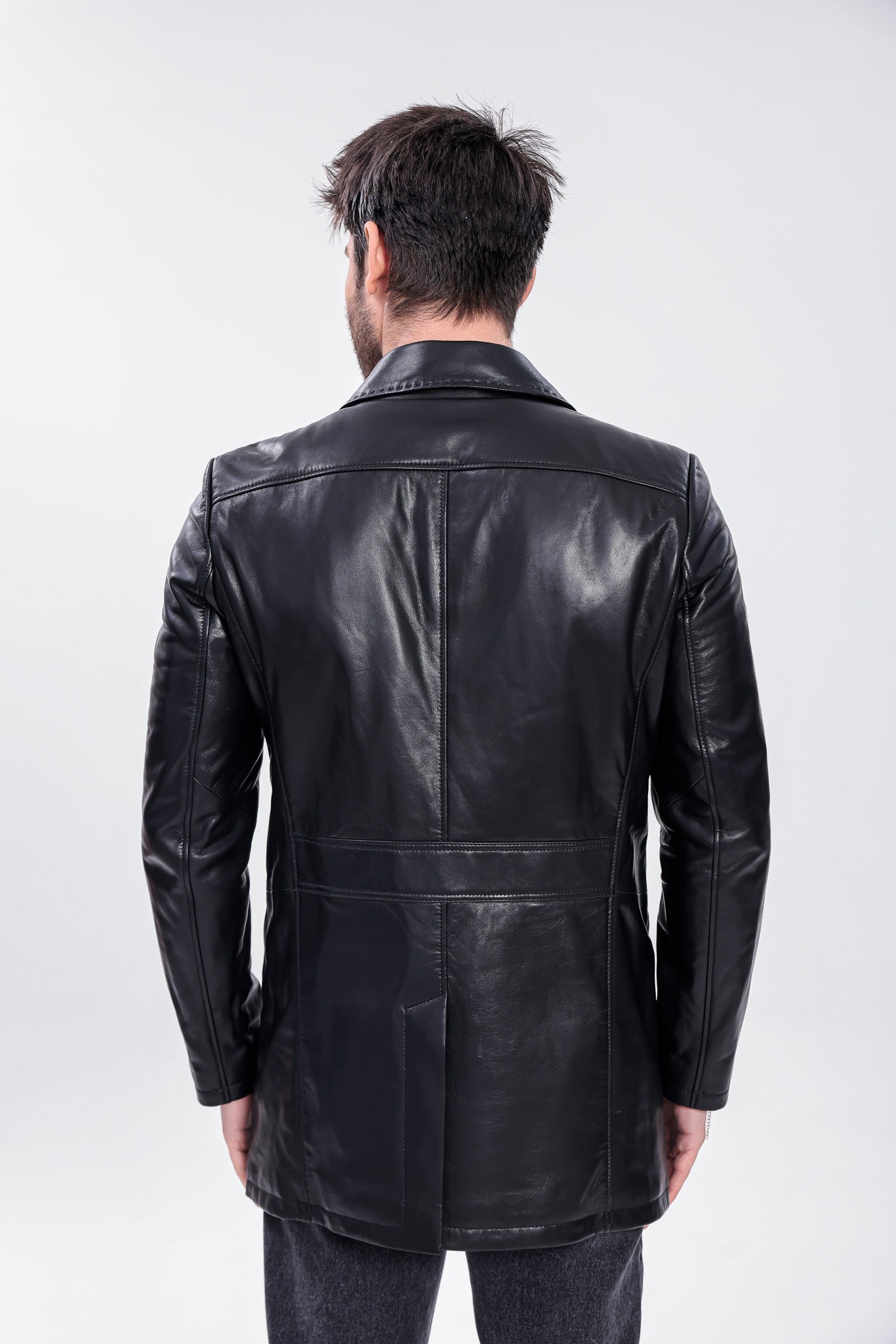The Orsavio Black Genuine Lambskin Leather Men Blazer Jacket