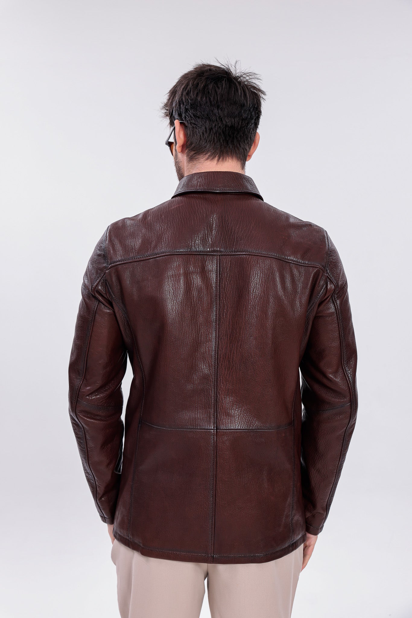 The Castello Brown Genuine Leather Men Field Jacket