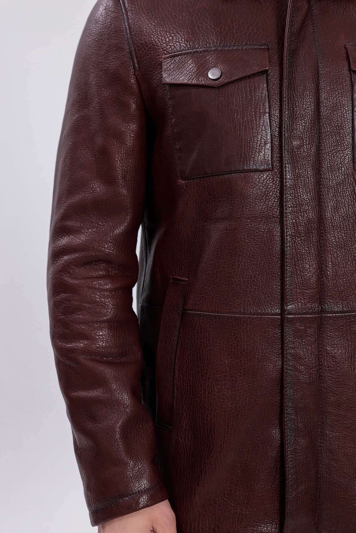 The Castello Brown Genuine Leather Men Field Jacket