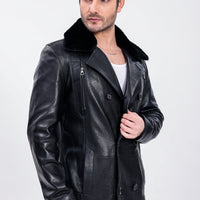 The Verciano Black Genuine Shearling Leather Men jacket