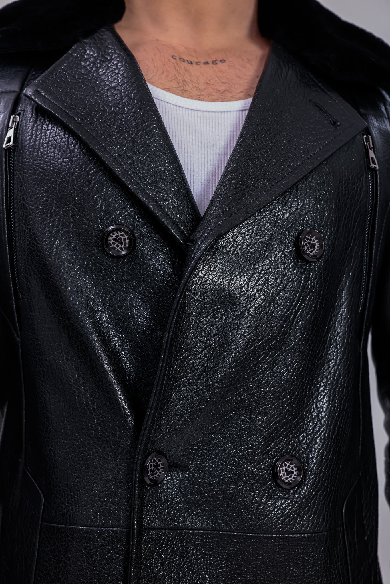 The Verciano Black Genuine Shearling Leather Men jacket