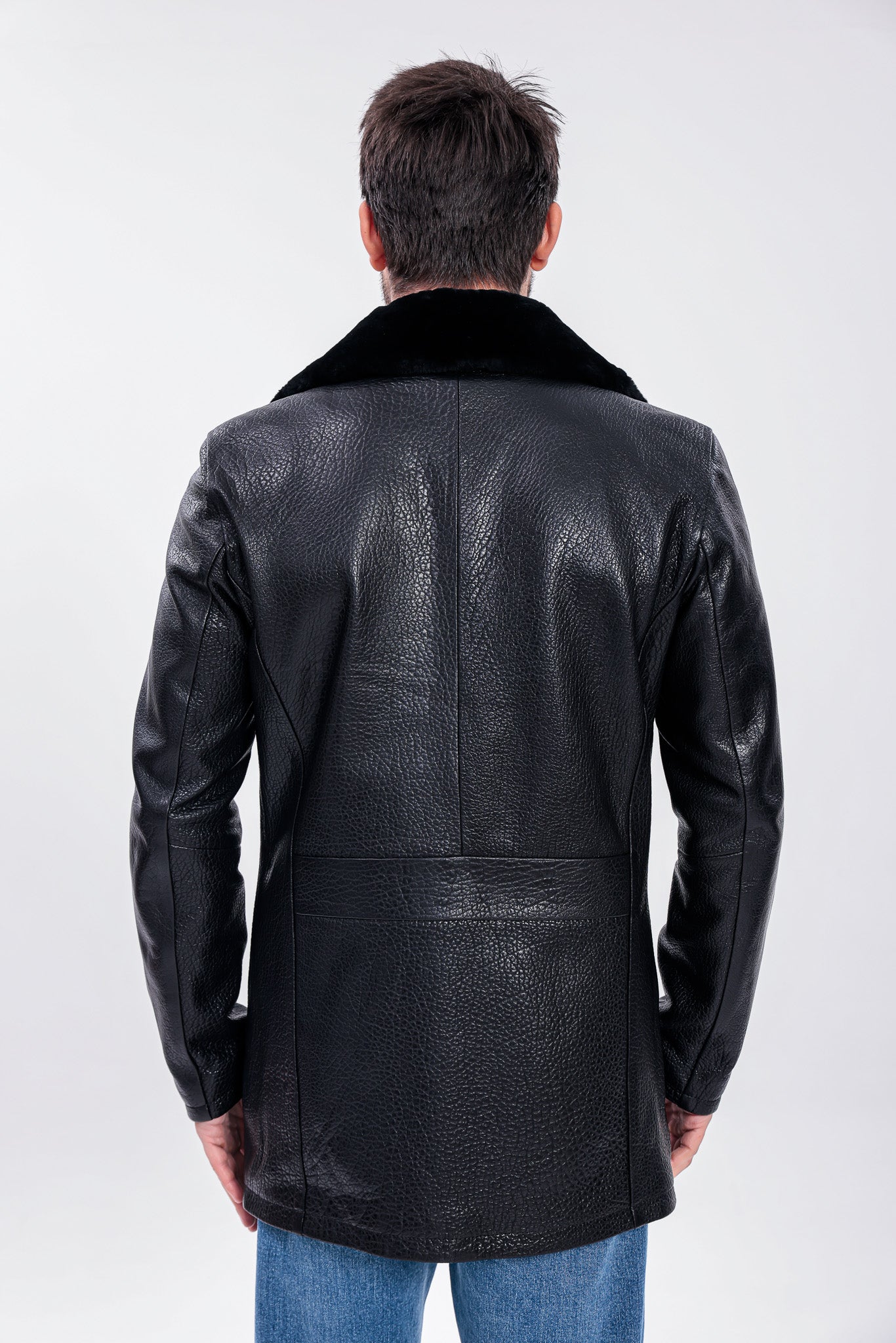 The Verciano Black Genuine Shearling Leather Men jacket