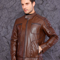 The Argento Brown Leather Men Jacket