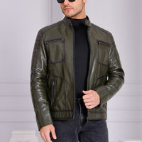 The Argento Green Leather Men Jacket