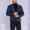 The Argento Navy Blue Leather Men Jacket