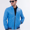 Monza Blue Lambskin Men Leather Jacket
