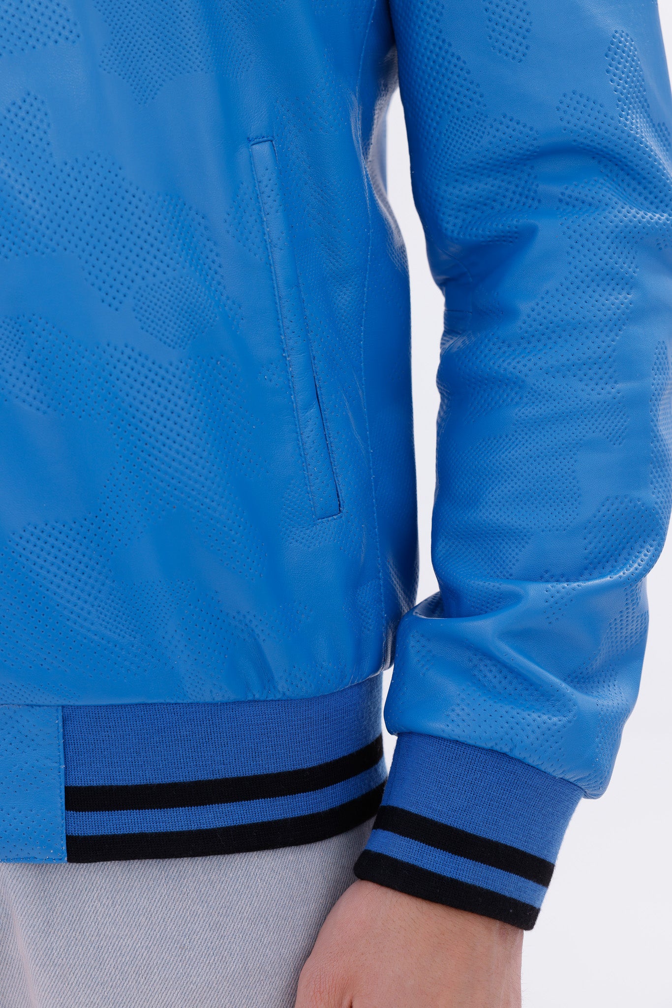 Monza Blue Lambskin Men Leather Jacket - 5