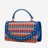 The Zoe Bolso de Mano de Tweed Multicolor y Cuero Azul