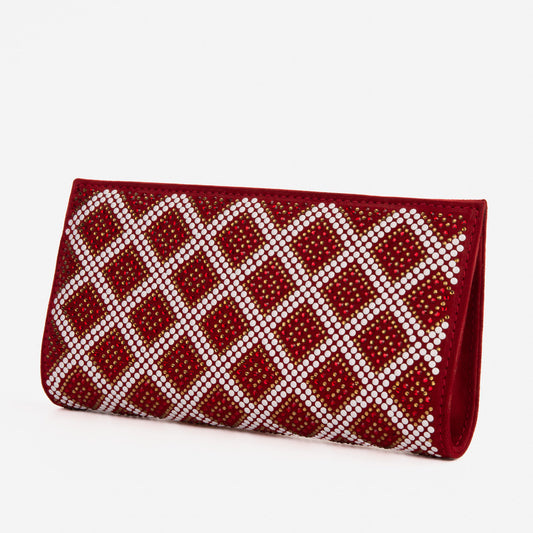 Bolso de mano pequeño de piel de ante con purpurina roja de Nampula