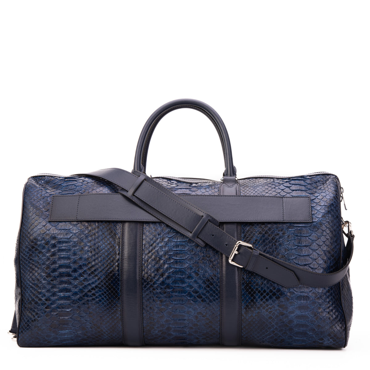 Bolso de fin de semana Velar de cuero de pitón pintado a mano azul marino