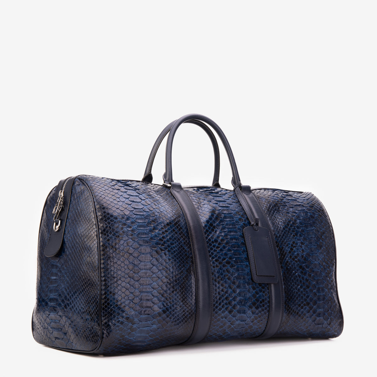 Bolso de fin de semana Velar de cuero de pitón pintado a mano azul marino