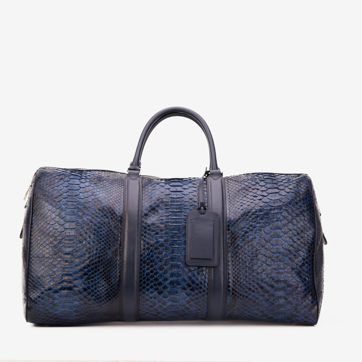 Bolso de fin de semana Velar de cuero de pitón pintado a mano azul marino
