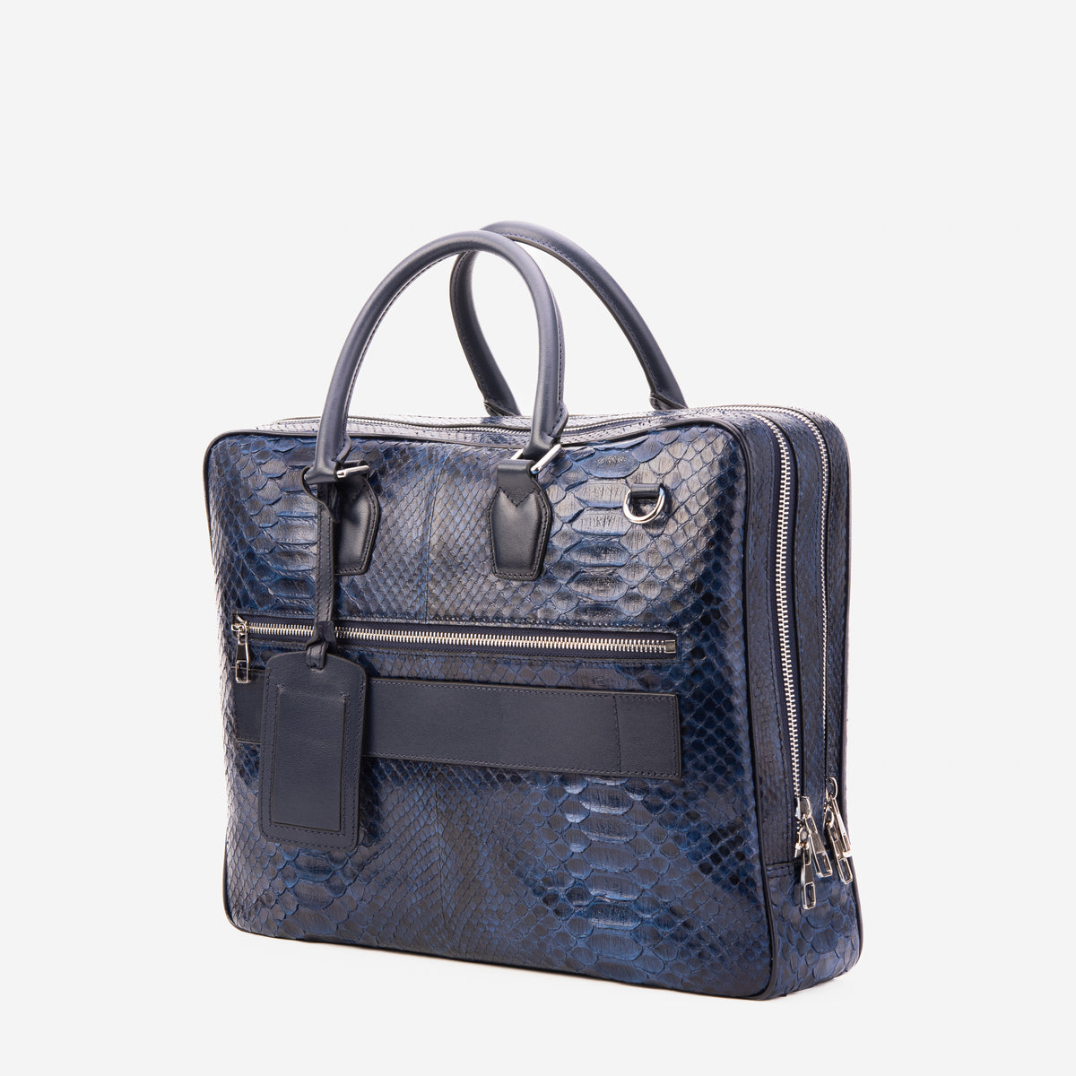The Cortona Navy Blue Python Leather Men’s Laptop Briefcase