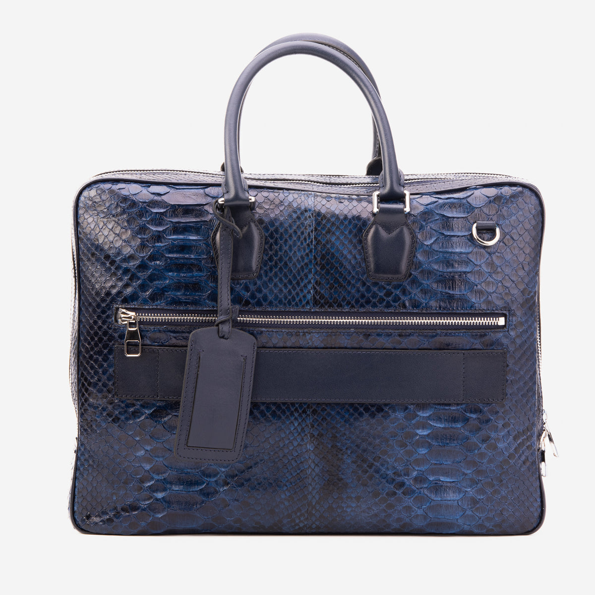 The Cortona Navy Blue Python Leather Men’s Laptop Briefcase