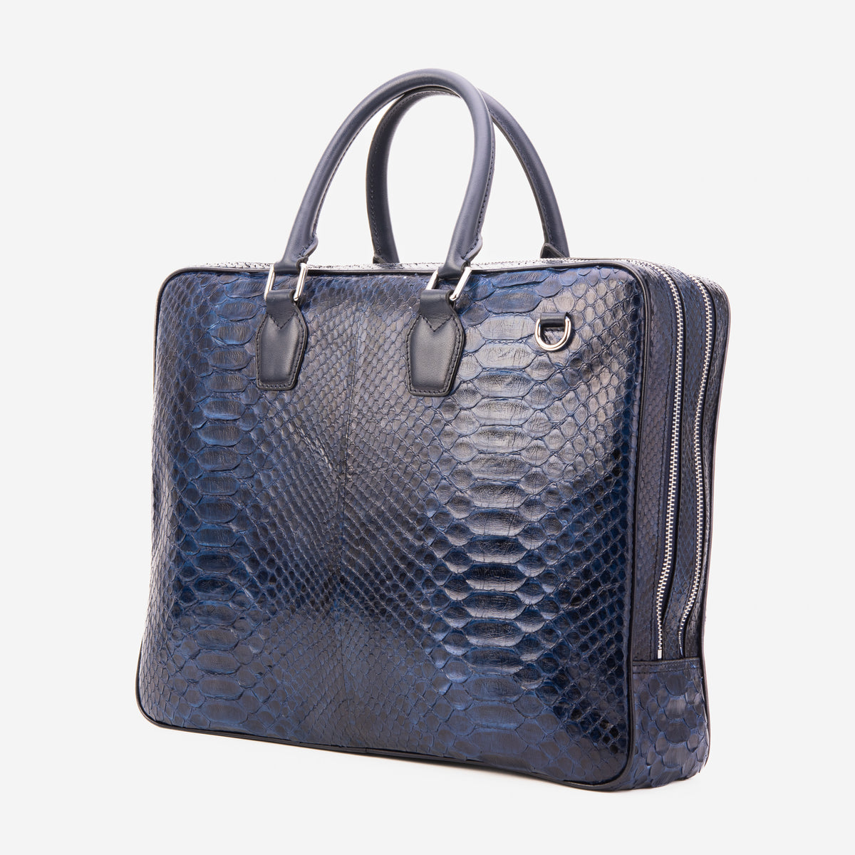 The Cortona Navy Blue Python Leather Men’s Laptop Briefcase