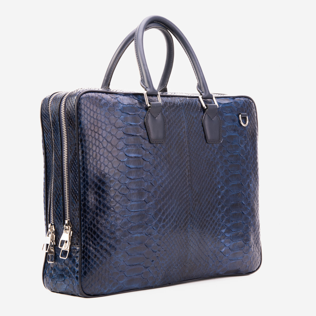 The Cortona Navy Blue Python Leather Men’s Laptop Briefcase