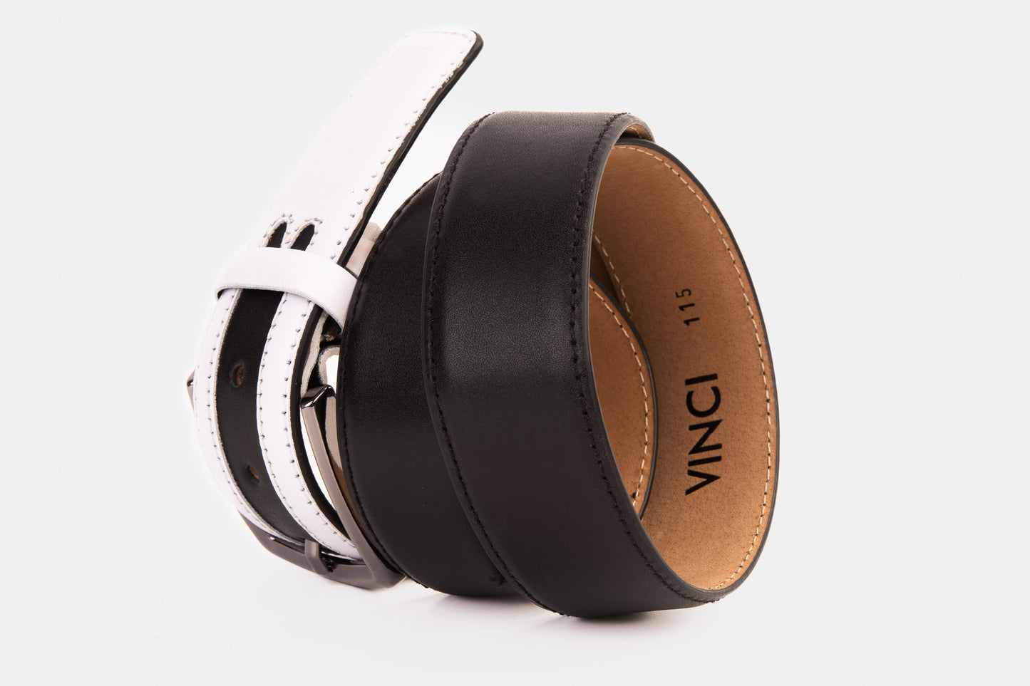 Cinturón de piel negro y blanco Neiva