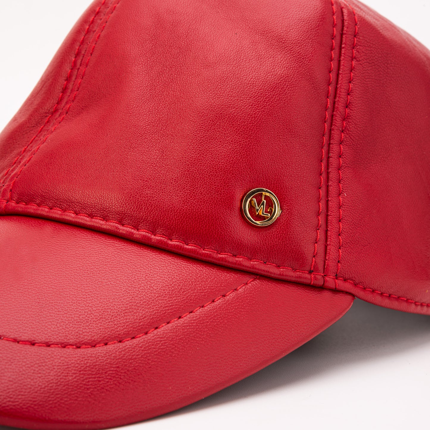 The Vercelli Red Genuine Lambskin Leather Men Cap
