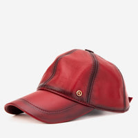 The Vercelli Hand-Painted Burgundy Genuine Lambskin Leather Men Cap