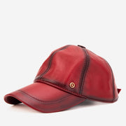 The Vercelli Hand-Painted Burgundy Genuine Lambskin Leather Men Cap