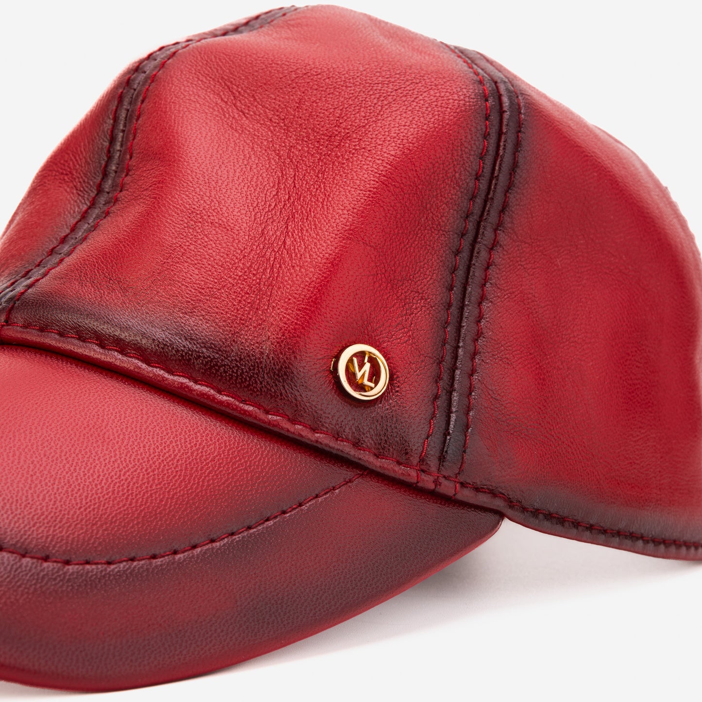 The Vercelli Hand-Painted Burgundy Genuine Lambskin Leather Men Cap